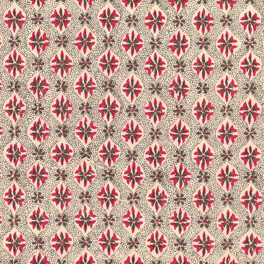 Red and Brown Stamped Flower Print Italian Paper ~ Carta Varese Italy
